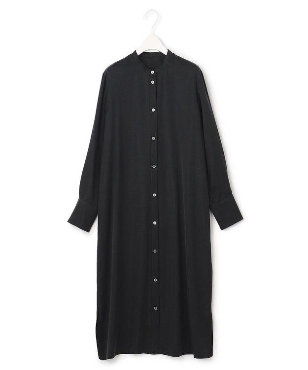 ICB 【洗える】 ルゼブフィブリルサテン シャツワンピース チャコール系