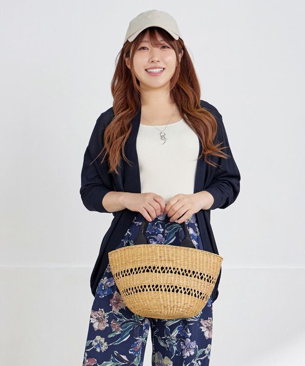 Tiaclasse L 【洗える】アソートプリントワイドパンツ ネイビー