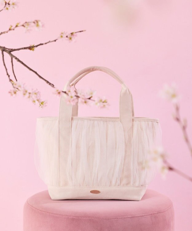 TOCCA GATHER TULLE TOTE キャンバストート アイボリー系