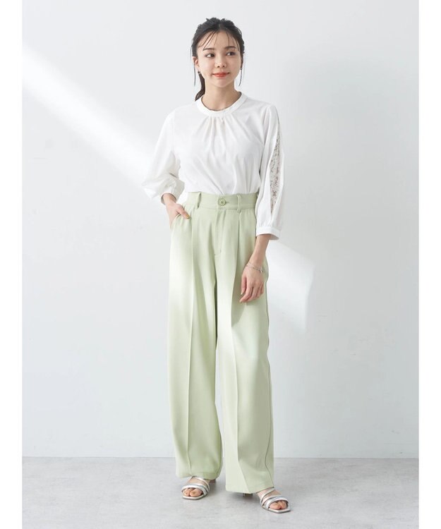 earth music&ecology レーススリーブブラウス Off White