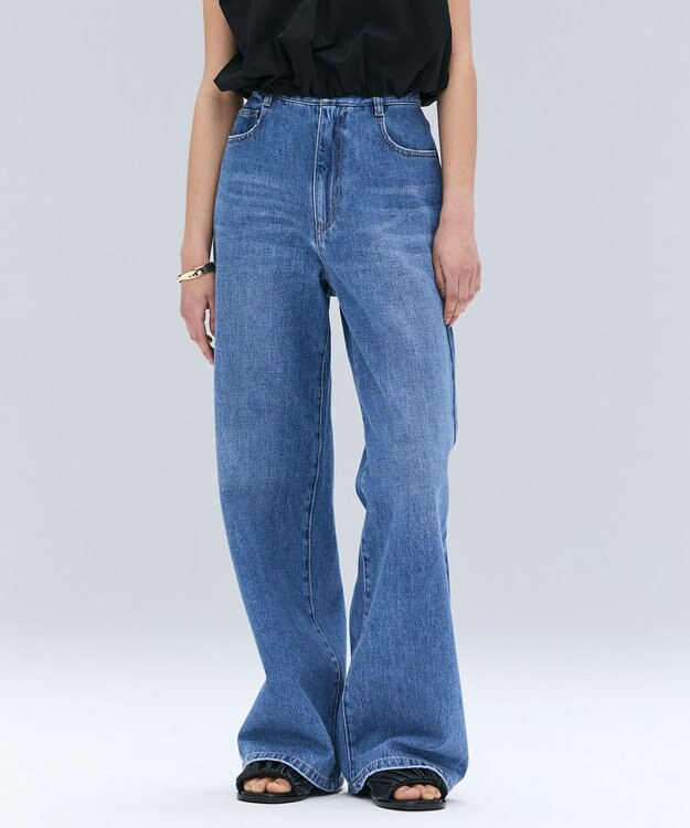 BEIGE， 【洗える】NAVIGLIO / フルレングスデニムバギーパンツ L.Indigo