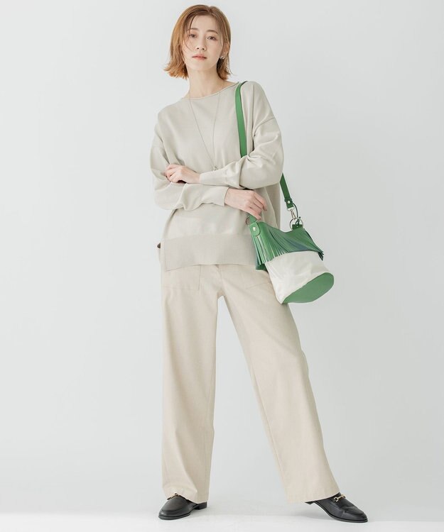 23区 【STORY7月号掲載】MARCO MASI レザーキャンバスコンビ ショルダーバッグ パイングリーン系