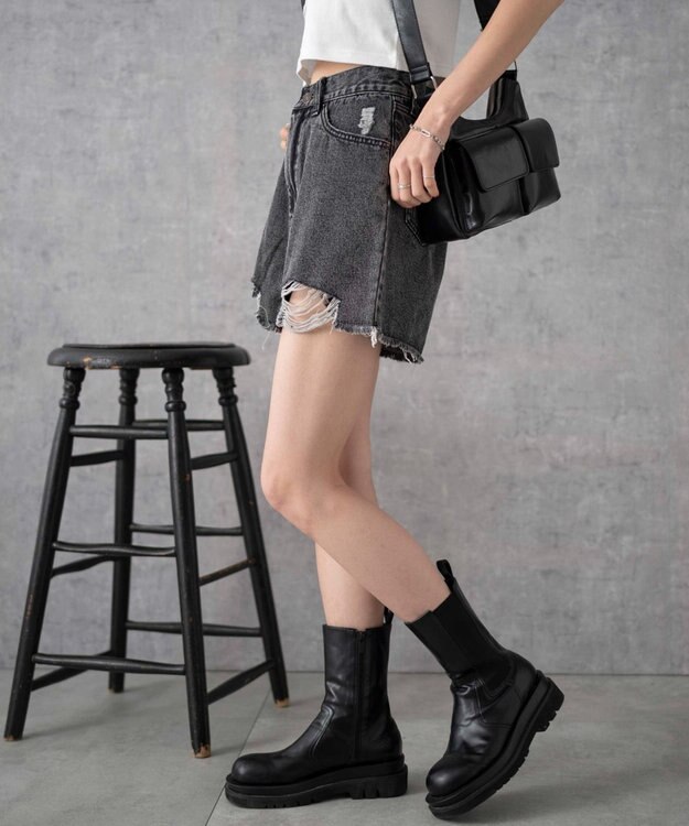 WEGO ダメージデニムショートパンツ ブラックその他