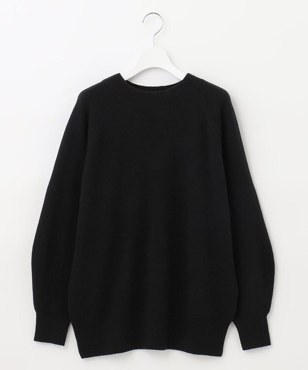 自由区 L 【洗える】ウールカシミヤブレンド ボートネックプルオーバー ブラック系