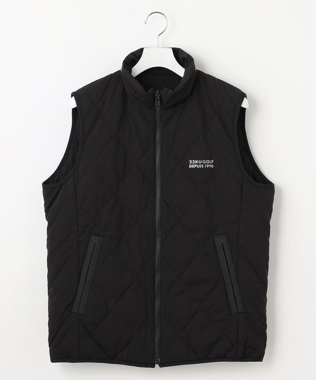 23区GOLF 【MEN】両面使える！チェック×無地 ダウンベスト ブラック系