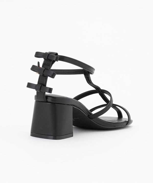 組曲 ナローベルト リボンサンダル ブラック系