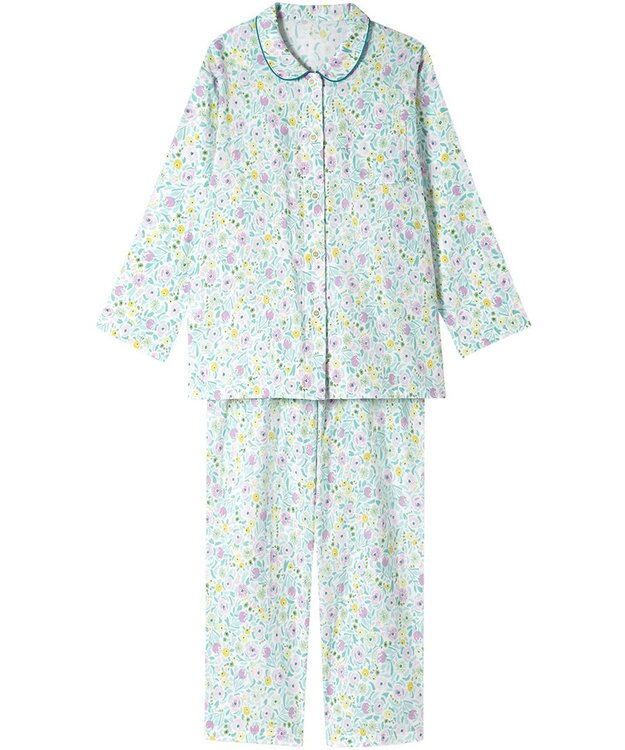 Wing パジャマ 綿100%(本体) レディース 長袖 長ズボン EP7048 ウイング／ワコール グリーン