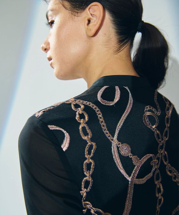 GRACE CONTINENTAL チェーン刺繍ワンピース ブラック