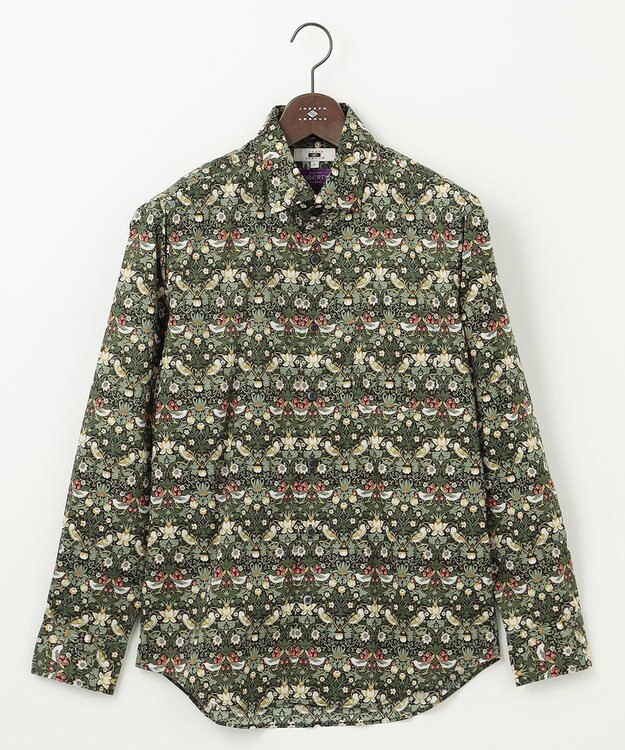 JOSEPH ABBOUD 【洗える】リバティプリント シャツ カーキ系5