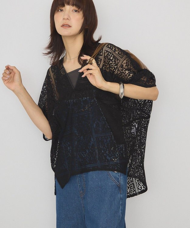 AMERICAN HOLIC レースコクーンプルオーバー Black