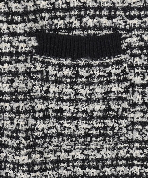 ANY L 【洗濯機可】ツイードニットジャケット ブラック×ホワイト