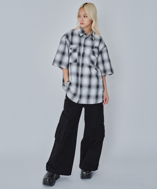 WEGO 【ユニセックス着用ITEM】グラフィックオンブレチェックシャツ（SS） ホワイトチェック1