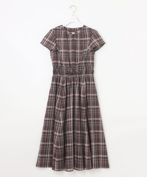 ANY SIS 【洗える】シアーチェック ワンピース ブラウン系