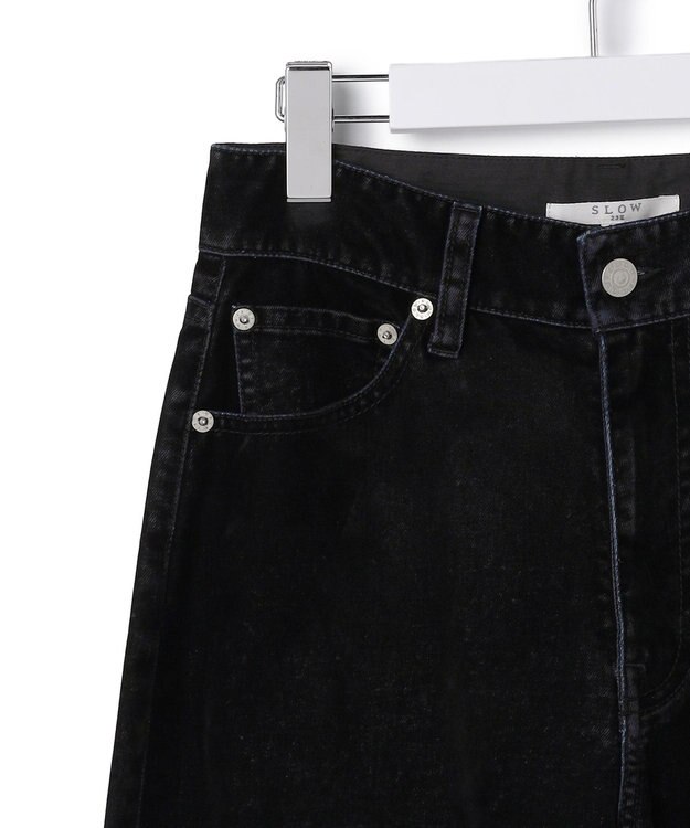 23区 【SLOW/一部店舗限定】フロッキーデニム ワイドパンツ ブラック系