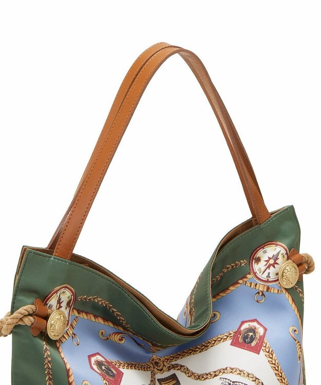 TOPKAPI 【TREASURE TOPKAPI】【アーカイブ】マイルドサテン スカーフ パネル柄 トートバッグ 2023 グリーン