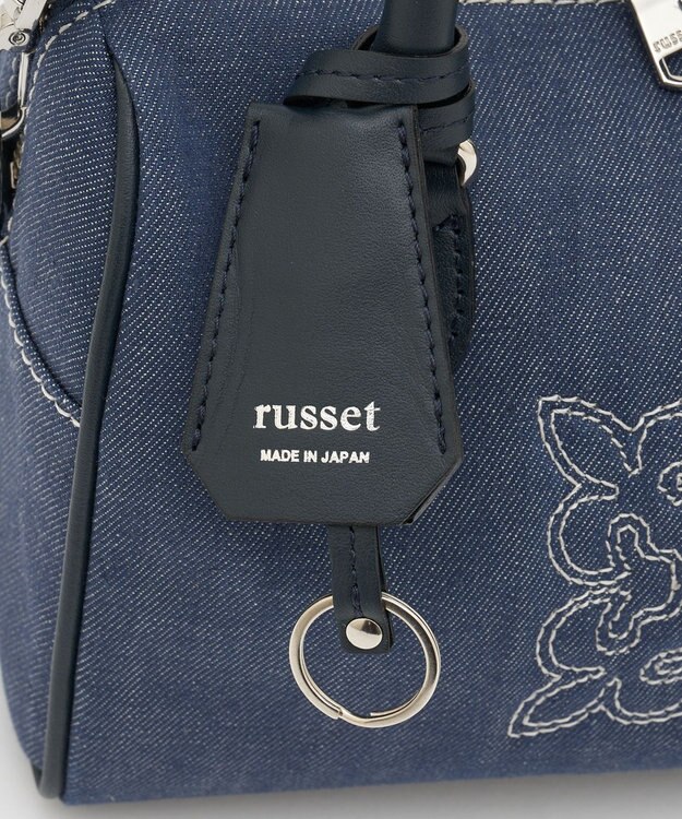 russet 【刺繍モノグラム】デニム2WAYミニボストンバッグ(CE-1773) Indigo