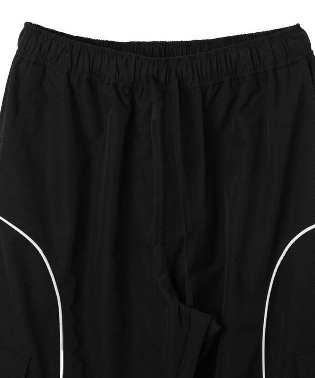 WEGO 【ユニセックス着用ITEM/ウエストゴム】イージーパイピングカーゴパンツ ブラック