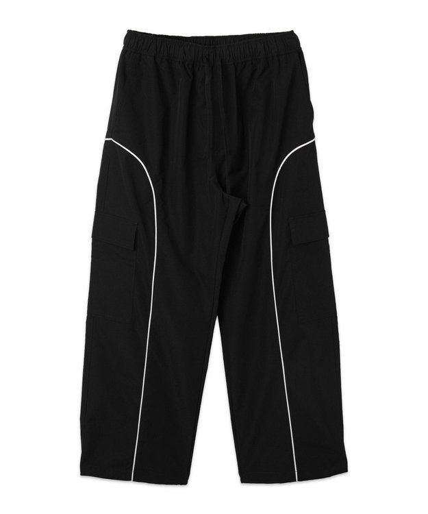 WEGO 【ユニセックス着用ITEM/ウエストゴム】イージーパイピングカーゴパンツ ブラック