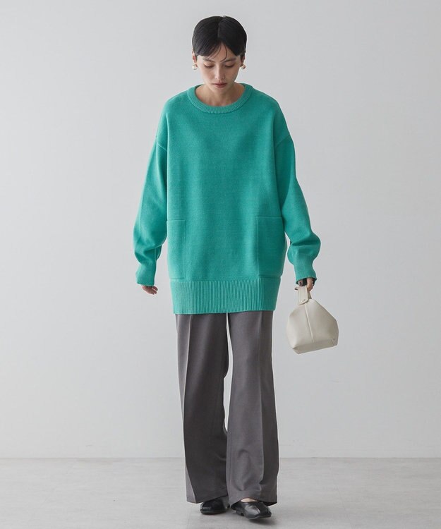AMERICAN HOLIC サイドポケットロングニットプルオーバー Green