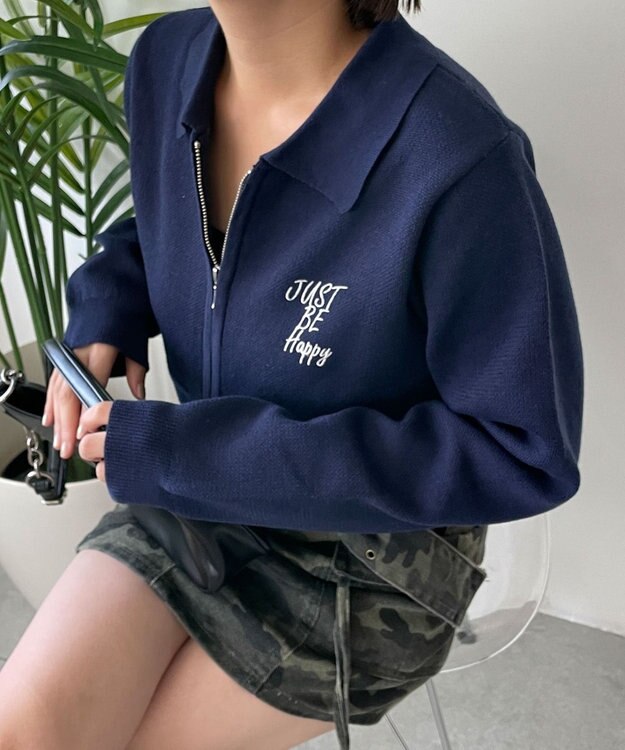 WEGO WZIPスターモチーフニット ネイビー