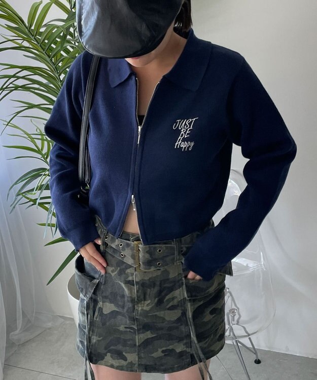 WEGO WZIPスターモチーフニット ネイビー