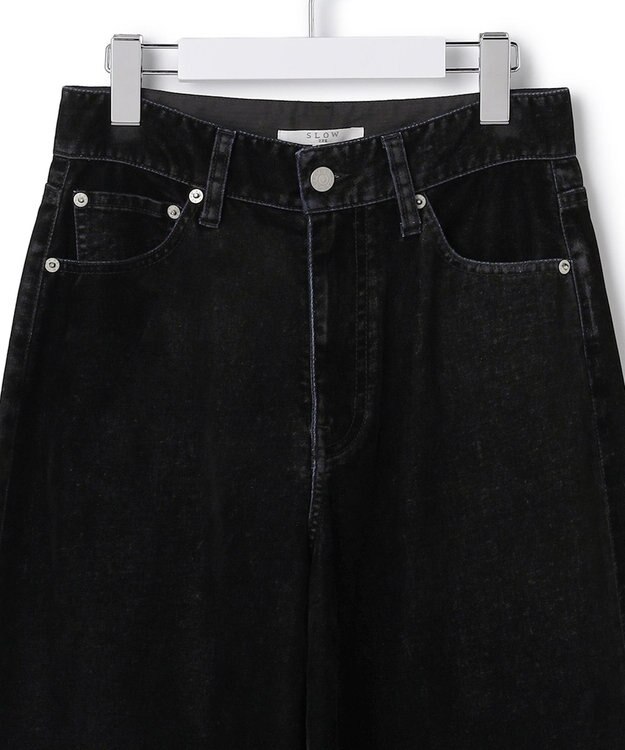 23区 【SLOW/一部店舗限定】フロッキーデニム ワイドパンツ ブラック系