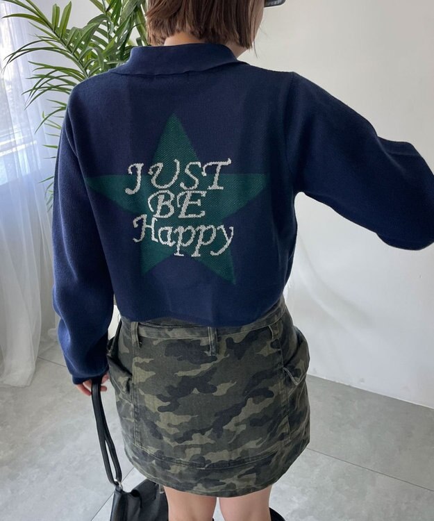 WEGO WZIPスターモチーフニット ネイビー