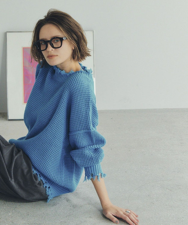 YECCA VECCA ダメージルーズニット Blue