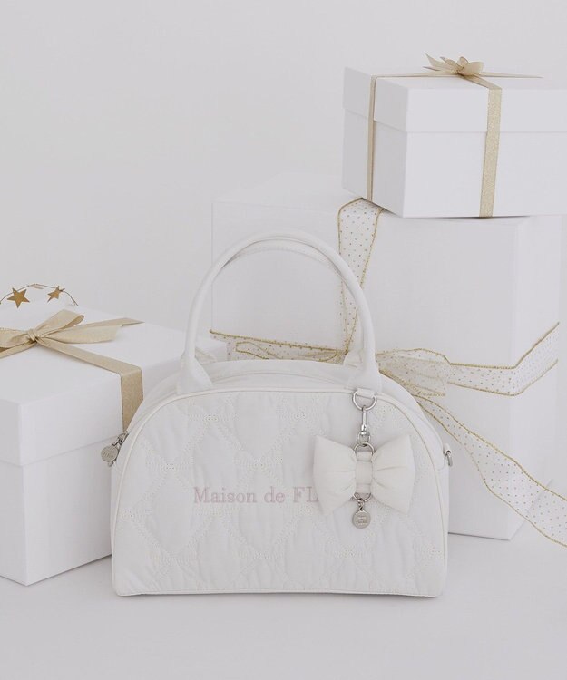 Maison de FLEUR リボンキルティング2Wayボストンバッグ Ivory
