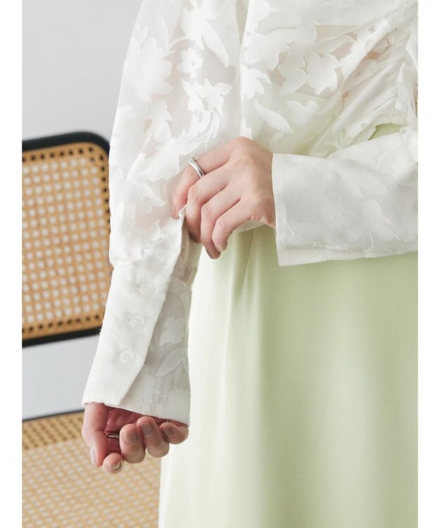 Green Parks AnriettMusee 花柄オパールシャーリングブラウス Off White