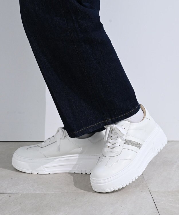 Pointer 日本製 本革ボリューム厚底スニーカー オフホワイト