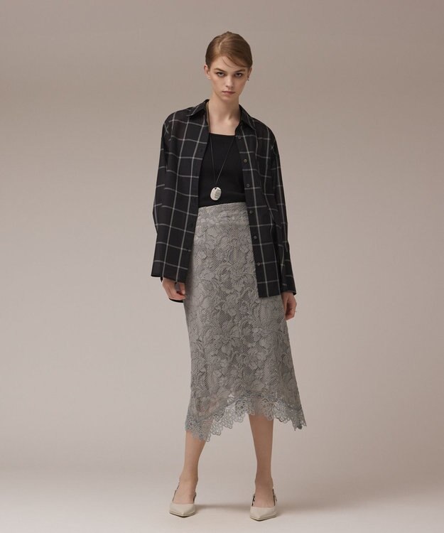 GRACE CONTINENTAL フロッキーレーススカート ライトグリーン