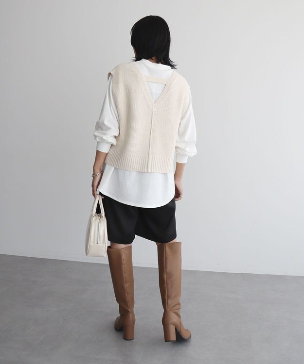 Green Parks ＳＥＴ２点　ニットベスト＋ロンＴＥＥ Gray Mixture