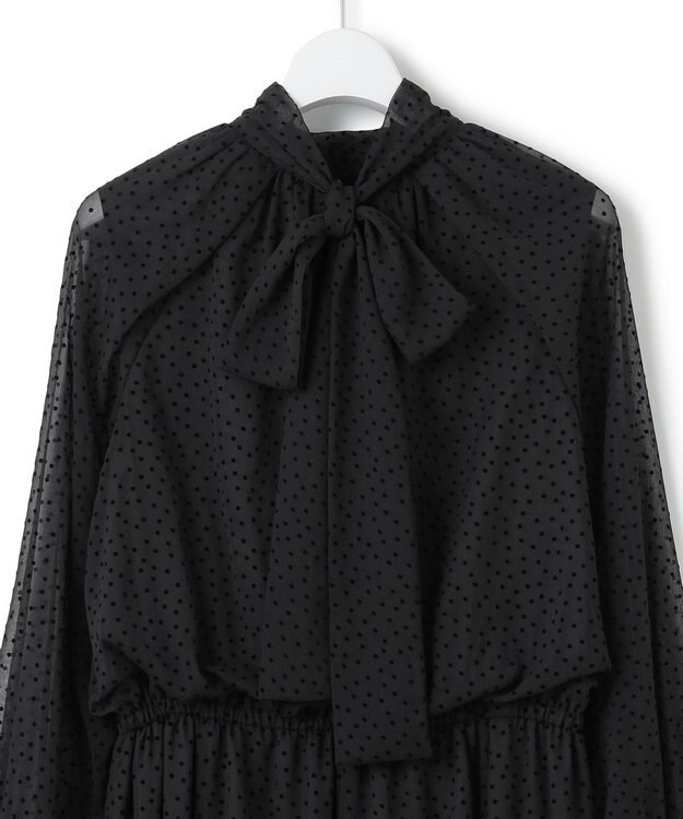 23区 【APPLAUDIR】シアードットフロッキー ボウタイリボンドレス ブラック系