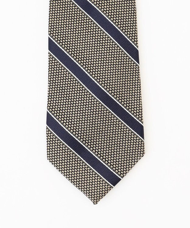 J.PRESS MEN 【JAPANESE SILK FRESCO TIE COLLECTION】ダブルストライプ ネクタイ ライトグレー系1