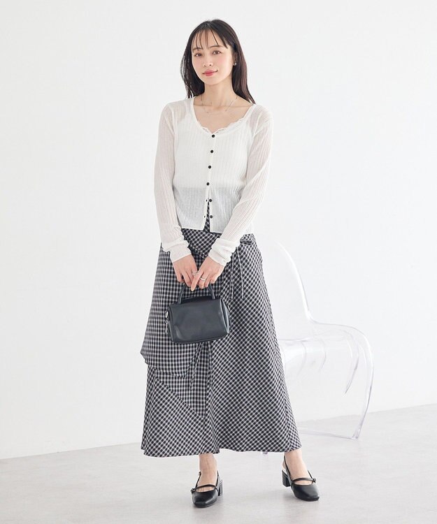 earth music&ecology ランダムキリカエラップスカート Check Black