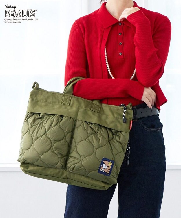 ROOTOTE 8456【スヌーピー】IP.A4アーキャトルワイド.パフ.ピーナッツ-0R 02：カーキ