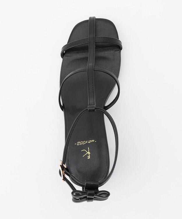 組曲 ナローベルト リボンサンダル ブラック系