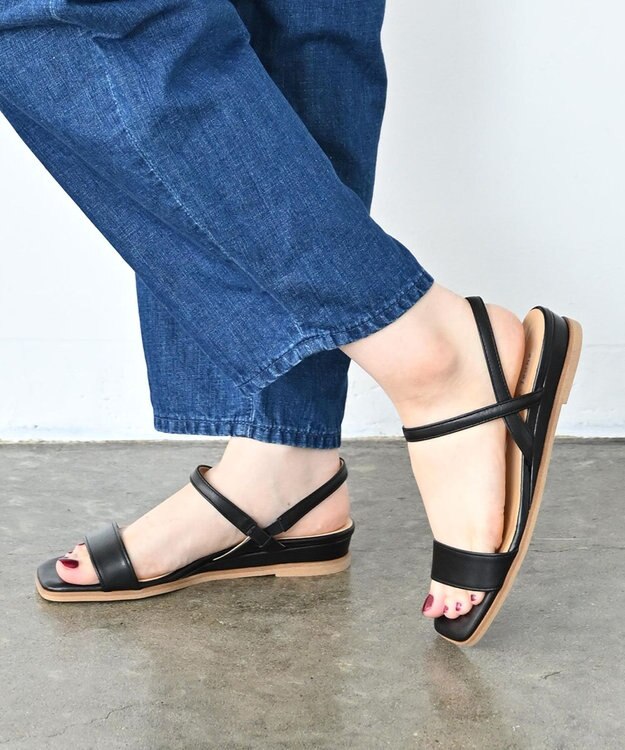 Pointer 日本製 本革バックストラップサンダル ブラック