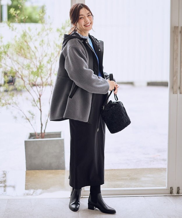 ANY 【LEE掲載】ボアコート チャコール×ブラック