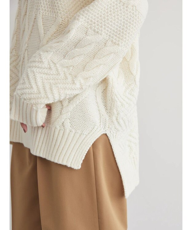 AMERICAN HOLIC パッチワークケーブルニットプルオーバー Ivory