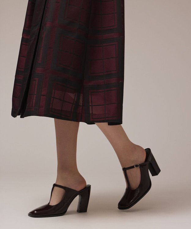 GRACE CONTINENTAL シャドーチェックワンピース ボルドー