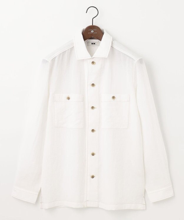 JOSEPH ABBOUD 【サスティナブル】リンクルマイヤー シャツアウター ホワイト系