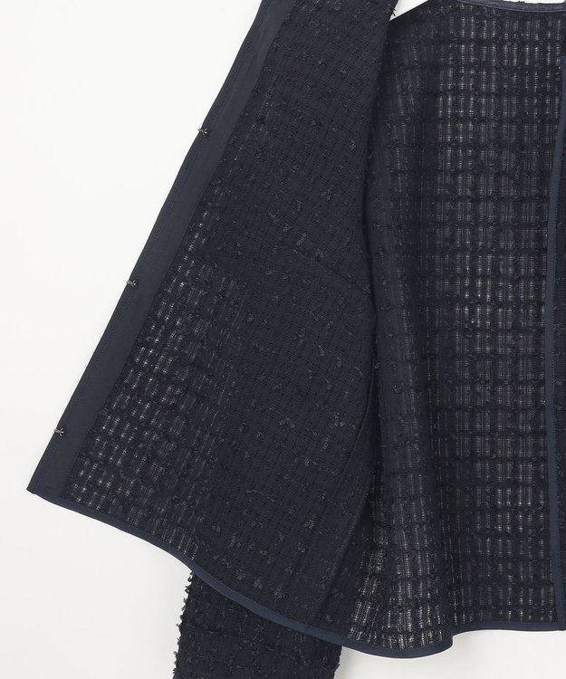 ANY SIS リボンヤーンシアーツイード ジャケット ネイビー