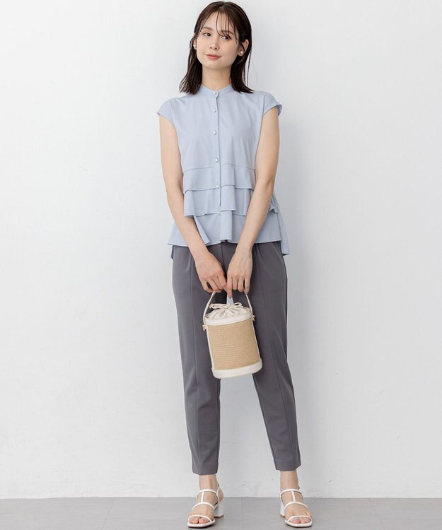 組曲 L 【WEB限定】プレーティング天竺ティアード カットソー サックスブルー系