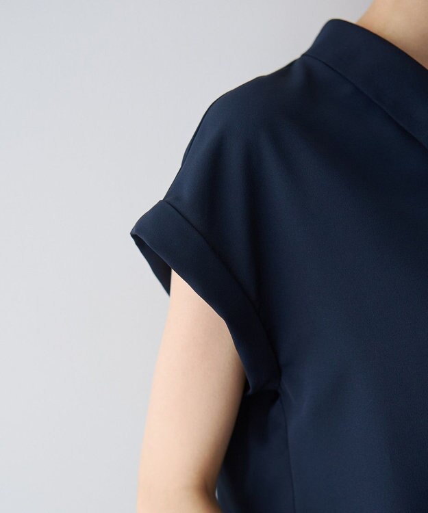 YECCA VECCA 2wayストライプリボンブラウス Navy