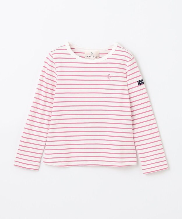 組曲 KIDS 【110-140㎝】長袖ボーダー Tシャツ ローズ×オフホワイト