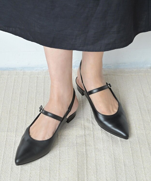 Pointer 日本製 本革ベルト付きミュール ブラック