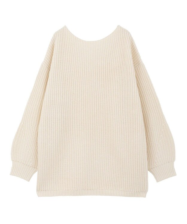 earth music&ecology 【毛玉防止 / 洗濯機洗い可】アンチピリングクロスネックルーズニット Ivory