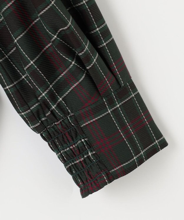 組曲 シアーツイルチェック ハイネックブラウス グリーン系9